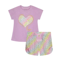Sleep On It Girls Love Heart 2-Piece Pajama Shorts Sleep Set