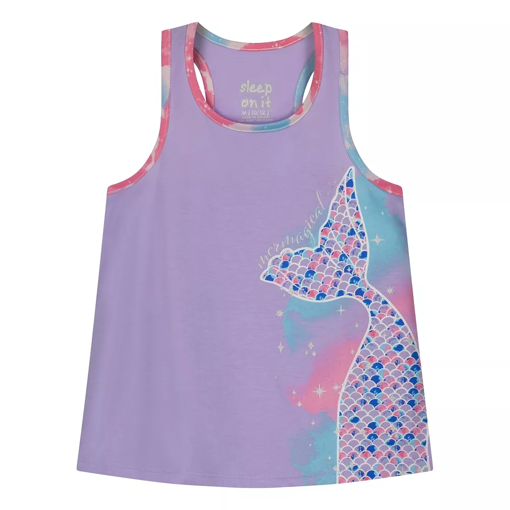 Sleep On It Girls Magical Mermaid 2-Piece Tank Pajama Shorts Sleep Set - Image 4