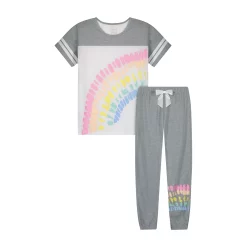 Sleep On It Girls Tie-Dye Rainbow 2-Piece Pajama Pants Sleep Set