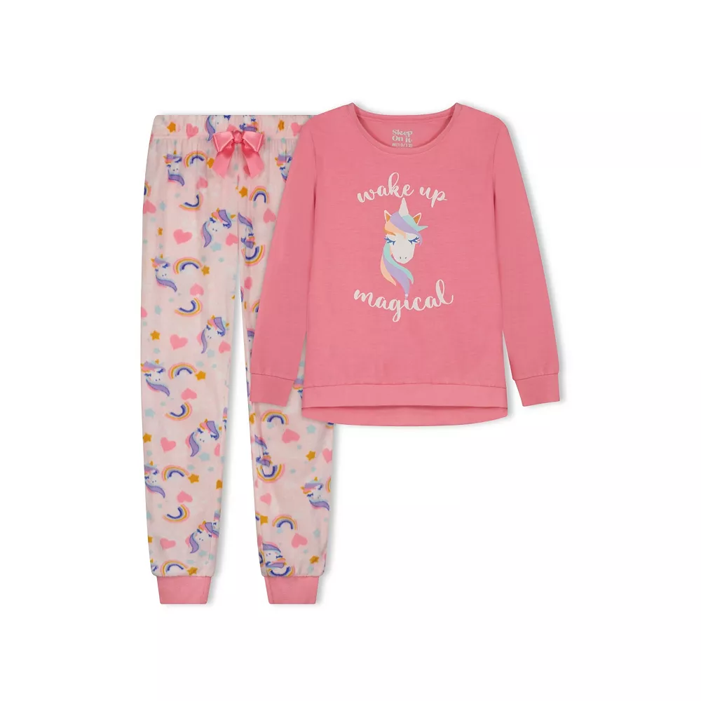Sleep On It Girls Wake Up Magical Soft Fleece 2-Piece Pajama Sleep Set