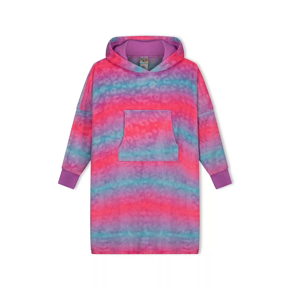 Sleep On It Girls Ombre Leopard Wearable Cozy Fleece Blanket Hoodie
