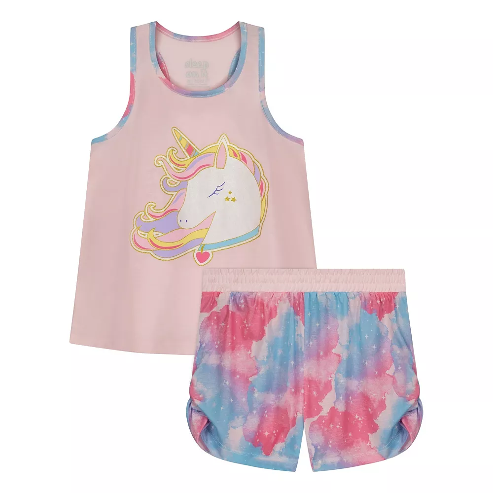 Sleep On It Girls Sleepy Unicorn 2-Piece Tank Pajama Shorts Sleep Set
