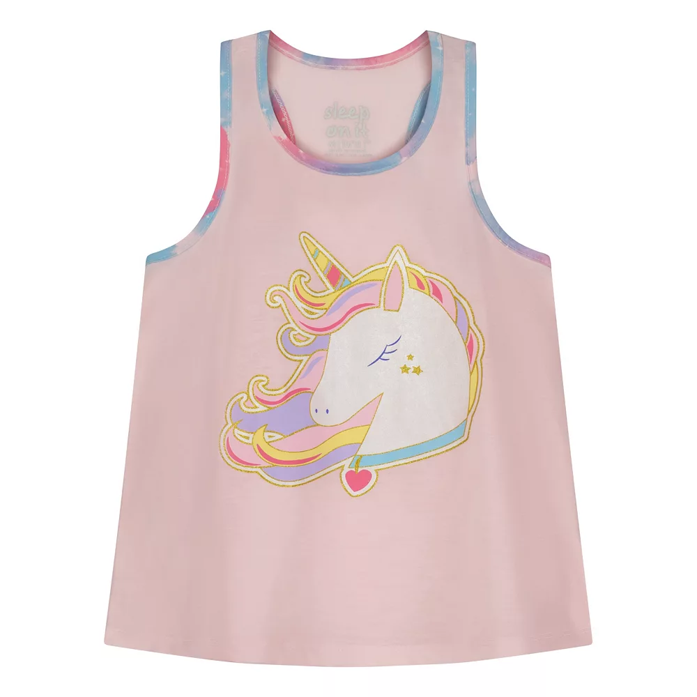 Sleep On It Girls Sleepy Unicorn 2-Piece Tank Pajama Shorts Sleep Set - Image 4