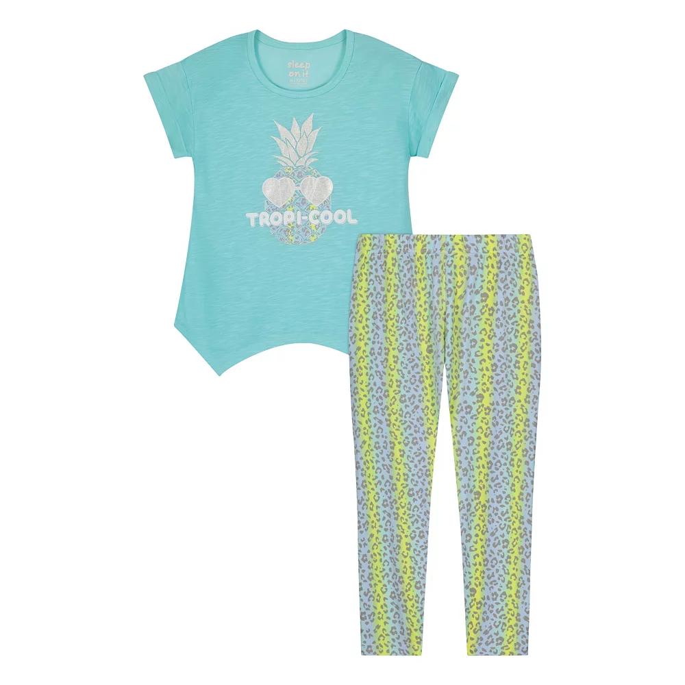 Sleep On It Girls Tropi-Cool 2-Piece Capri Legging Pajama Sleep Set