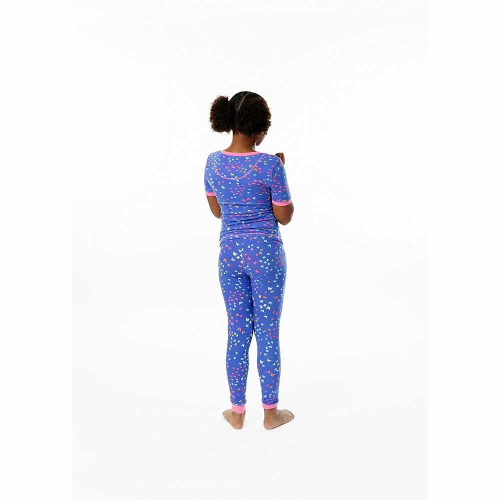 Sleep On It Girls Rainbow Butterfly Snug Fit 2-Piece Pajama Sleep Set - Image 3