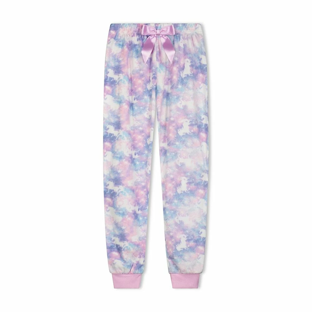 Sleep On It Girls Tie Dye Unicorn Soft Novelty Fleece 2-Piece Pajama Sleep Pant Set - Image 3