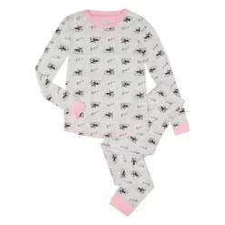Sleep On It Girls Snoozing Puppies Super Soft Snug Fit 2-Piece Pajama Sleep Set