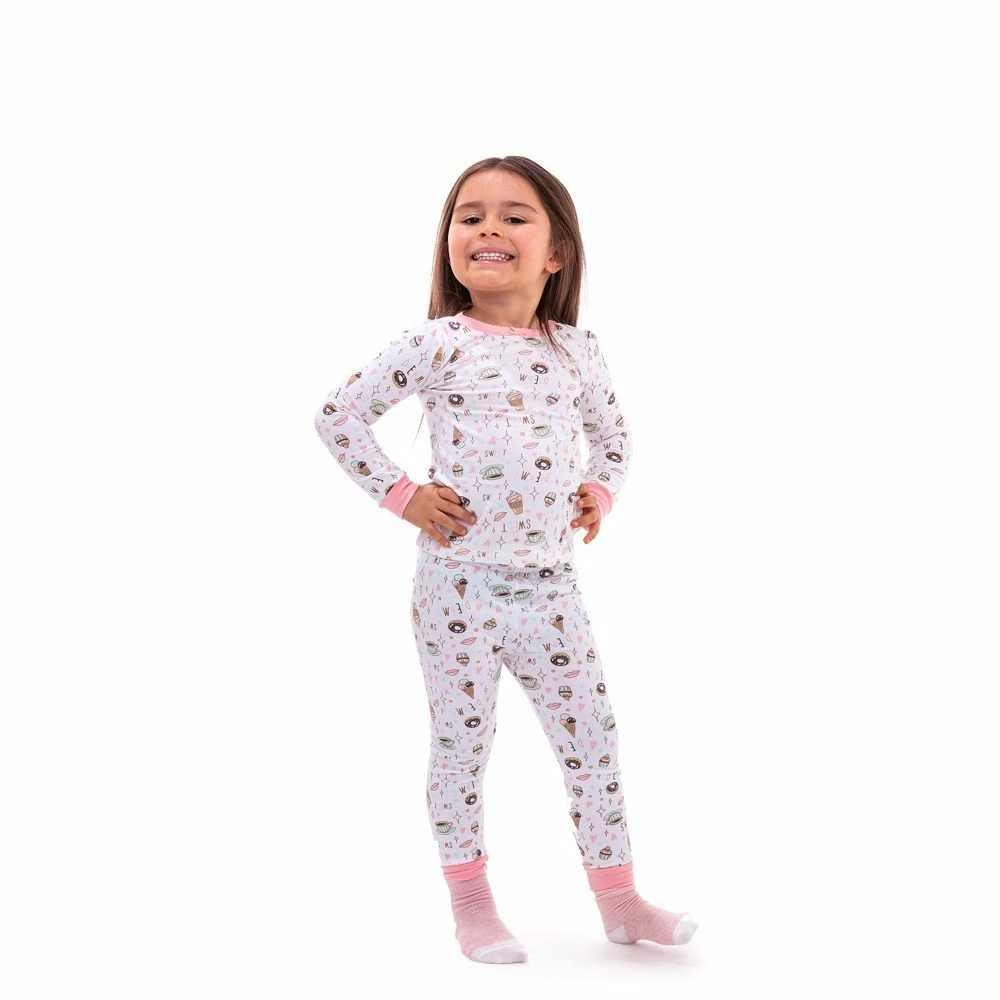 Sleep On It Infant/Toddler Girls Sweet Dreams Snug Fit 2-Piece Pajama Sleep Set with Matching Socks - Image 2