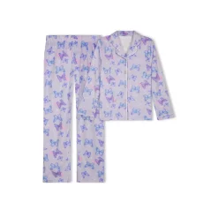 Sleep On It Girls Butterflies 2-Piece Button Up Fleece Coat Pajama Sleep Set