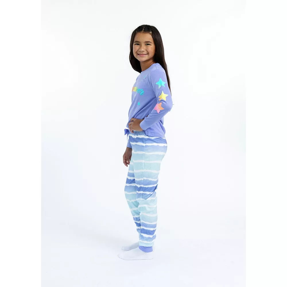 Sleep On It Girls Rainbow Dreamer Ombre Brushed Jersey 2-Piece Pajama Sleep Set - Image 4