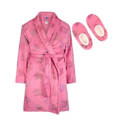 Sleep On It Girls Unicorn Plush Fleece Shawl Collar Robe with Matching Fleece Slippers