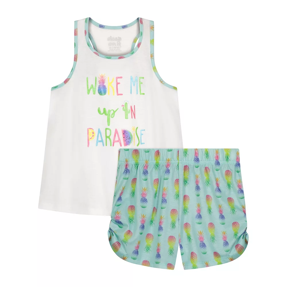 Sleep On It Girls Wake In Paradise 2-Piece Tank Pajama Shorts Sleep Set