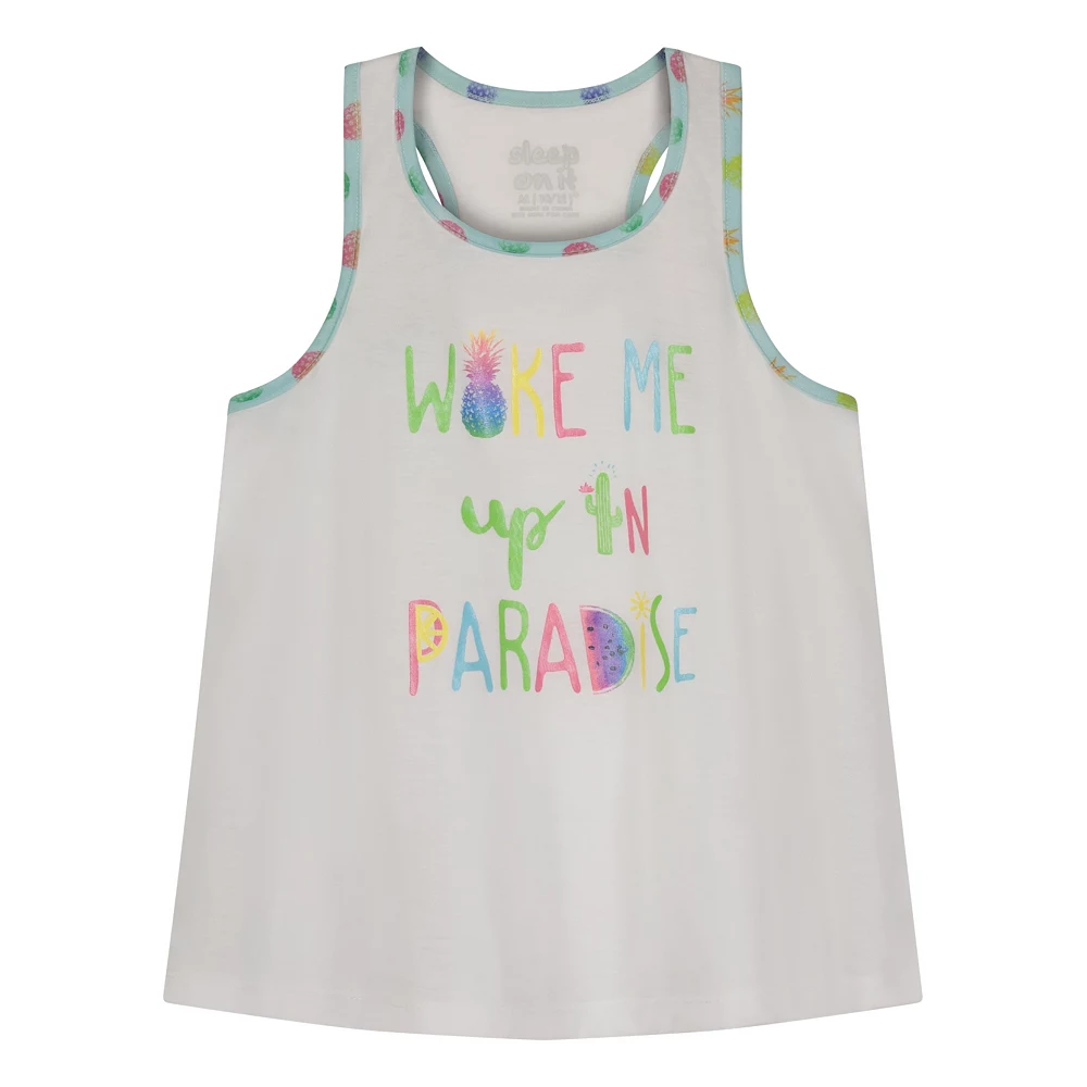 Sleep On It Girls Wake In Paradise 2-Piece Tank Pajama Shorts Sleep Set - Image 4