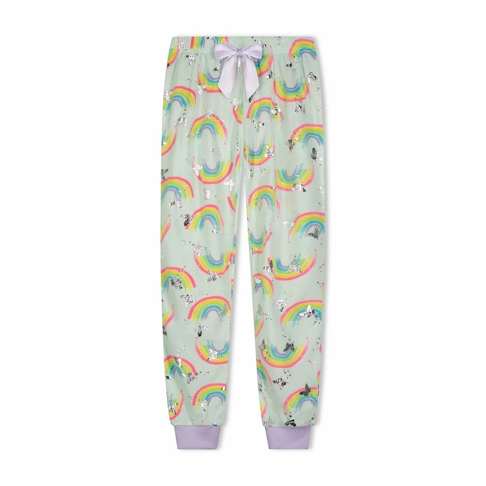 Sleep On It Girls Butterflies and Rainbows Soft Novelty Fleece 2-Piece Pajama Sleep Pant Set - Image 4
