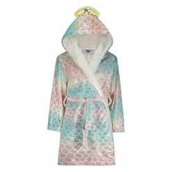 Sleep On It Girls Mermaid Princess Plush Fleece Robe with 3D Character Hood
