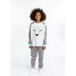 Sleep On It Girls Fuzzy Leopard Soft Novelty Fleece 2-Piece Pajama Sleep Pant Set
